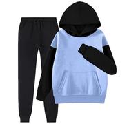 Conjunto completo de chándal para niños, 2 piezas, sudadera de manga larga con capucha y pantalones deportivos sueltos, pantalones de correr con bolsillos, ropa deportiva Y2K, conjunto de sudadera