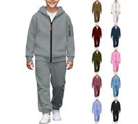 Conjunto completo de chándal para niños - Conjunto completo de chándal para niñas y niños, 2 piezas de gran tamaño con chaquetas con cremallera, chaquetas de pista con cremallera completa y puños para