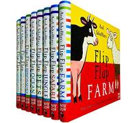 Conjunto completo de colección de 8 libros de la serie Flip Flap de Axel Scheffler (Granja, Safari, Selva, Mascotas, Océano, Dinosaurios, Frozen y Minibeasts)