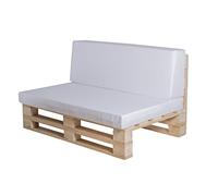 Conjunto Completo de Sofa de palets + Conjunto de Cojines (Impermeable, Blanco, 120x60cm)