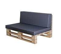 Conjunto Completo de Sofa de palets + Conjunto de Cojines (Impermeable, Gris, 120x60cm)