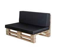Conjunto Completo de Sofa de palets + Conjunto de Cojines (Impermeable, Negro, 100x60cm)