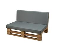 Conjunto Completo de Sofa de palets + Conjunto de Cojines (Microfibra, Gris, 120x60cm)