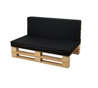 Conjunto Completo de Sofa de palets + Conjunto de Cojines (Microfibra, Negro, 100x60cm)