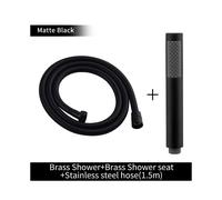 (Conjunto completo en negro) Cabezal de ducha de mano dorado cepillado, ducha de mano de latón, rociador de baño
