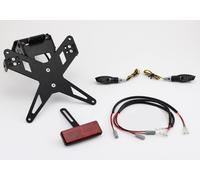 Conjunto completo plug and play para el soporte de matrícula PROTECH con 2 indicadores LED de acero inoxidable/aluminio recubierto en polvo de negro, negro