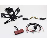 Conjunto completo plug and play para el soporte de matrícula PROTECH con 2 indicadores LED de acero inoxidable/aluminio recubierto en polvo de negro, negro