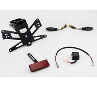 Conjunto completo plug and play para el soporte de matrícula PROTECH con 2 indicadores LED de acero inoxidable/aluminio recubierto en polvo de negro, negro
