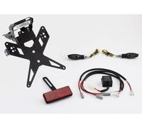 Conjunto completo plug and play para el soporte de matrícula PROTECH con 2 indicadores LED de acero inoxidable/aluminio recubierto en polvo de negro, negro