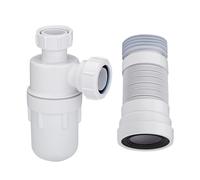 Conjunto con Sifón de Botella para Lavabos con Pedestal y Manguito Conector para Inodoros Monobloque