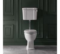 Conjunto con WC Tradicional con Inodoro Elevado y Cisterna Baja Con Kit de Descarga Cromado/Negro con Tapa Blanca - Richmond