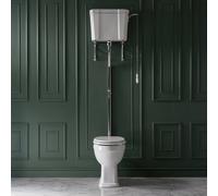 Conjunto con WC Tradicional con Inodoro Completo con Cisterna Alta, Kit de Descarga Cromado y Tapa Blanca - Richmond