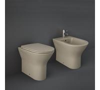 Conjunto con WC y Bidé Completo Moderno - Sin Brida - Cappuccino - Tapa de Cierre Amortiguado