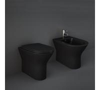 Conjunto con WC y Bidé Completo Moderno - Sin Brida - Negro - Tapa de Cierre Amortiguado