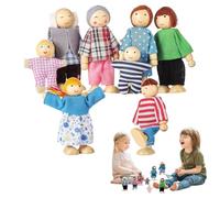 Conjunto Conjunto Conjunto De Juegos Familiares De Madera De 8 Personas - Conjunto De Figuras De Madera Para, Casa Que Aparece | Extensiones De Ceja De Cabello Real | Pieza De Rechan