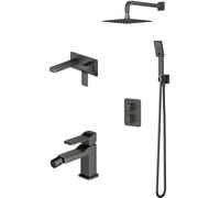 Conjunto conjunto de ducha Omnires Slide SYSSL11GR, grifo para lavabo Omnires Slide SL7715GR, SL7720GR