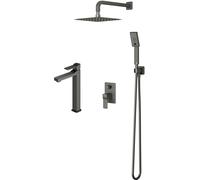 Conjunto conjunto de ducha Omnires Slide SYSSL12GR, grifo para lavabo Omnires Slide SL7712GR