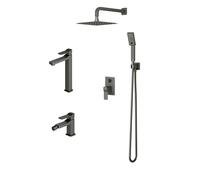 Conjunto conjunto de ducha Omnires Slide SYSSL12GR, grifo para lavabo Omnires Slide SL7712GR, SL7720GR