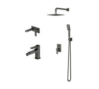 Conjunto conjunto de ducha Omnires Slide SYSSL12GR, grifo para lavabo Omnires Slide SL7715GR, SL7720GR