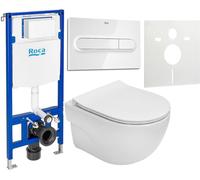 Conjunto conjunto taza de inodoro + tapa Roca Meridian-N Compacto A34H242000, marco empotrado Roca Duplo One A890070020, A890195000, A890063000