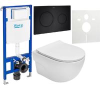 Conjunto conjunto taza de inodoro + tapa Roca Meridian-N Compacto A34H242000, marco empotrado Roca Duplo One A890070020, A890189206, A890063000