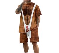 Conjunto corto genérico de 2 piezas para hombre Humor 3D impreso falso pecho gráfico drole feo simulación musculoso camiseta de moda verano chándal casual conjunto de manga corta y pantalones cortos