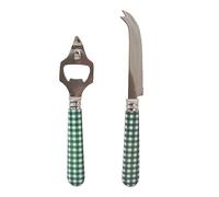 CONJUNTO CUCHILLO DE QUESO + ABREBOTELLAS ABRE BOTELLAS DESCAPSULADOR CHAPAS VICHY VERDE