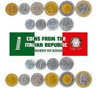 Conjunto de 10 Monedas de Italia. 1, 2, 5, 10, 20, 50, 100, 200, 500, 1000 liras. 1951-2001