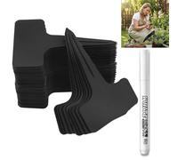 Conjunto De 100 Etiquetas De Plantas De T-Tipo A Prueba De Agua - Marcadores De Jardín Ecológicos De Plástico Duradero 6x10cm Con Área De Escritura Amplia Y 1 Rotuladores Resistentes Para Uso Exterior