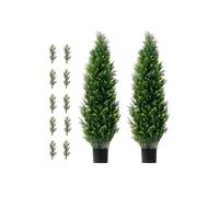 Conjunto de 2 Árboles-Duoku-Topiarios Artificiales de Cedro 122cm-Falsos Pinos y Cipreses de Hojas Persistentes-Conjunto UV