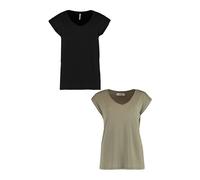 Conjunto de 2 Camisetas de Mujer HAILYS cuello en V Manga Corta Básicas Verano