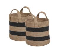 Conjunto de 2 cestas de yute beige negro 30 cm patrón a rayas trenzado Gerede
