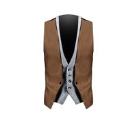 Conjunto de 2 chalecos para hombre, con cuello en V, sin mangas, con bolsillos, con botones, ajustados, chaleco para fiesta, 2025, Chalecos marrones para hombre, XL