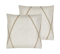 Conjunto de 2 cojines decorativos yute beige patrón geométrico 45 x 45 cm fundas extraíbles cierre de cremallera estilo boho moderno Licuala
