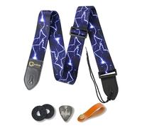 Conjunto de 2 correas con cierre, 2 púas, 2 protectores para la punta de los dedos para bajos, guitarras eléctricas y acústicas, GS-B