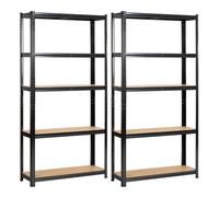 Conjunto de 2 estanterías metálicas modulares negra 90 cm 90x30x180 cm