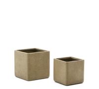 Conjunto de 2 maceteros Minoa efecto piedra mostaza 44 x 44 cm