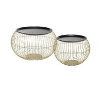 Conjunto de 2 mesas auxiliares glamurosas metálicas color oro. dimensiones 67x65x45 cm