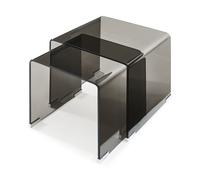 Conjunto de 2 mesas nido kariengem vidrio templado - gris oscuro [en.casa]