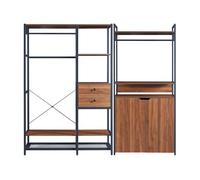 Conjunto de 2 percheros larem con 2 cajones y 1 compartimento cerrado - negro/efecto nogal [en.casa] 40 cm