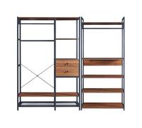 Conjunto de 2 percheros larem con 2 cajones y 5 estantes - negro/efecto nogal [en.casa]