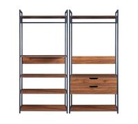 Conjunto de 2 percheros larem con 2 cajones y 7 estantes - negro/efecto nogal [en.casa] 180 cm