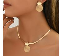 Conjunto de 2 piezas Collar Elegante + Aretes Joyería para Mujer Moda Dorada Cadena de Serpiente Diseño de Colgante Geométrico Cadena de Clavícula Diario Vacaciones Regalos de Adiciones