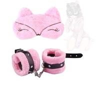 Conjunto de 2 piezas con antifaz de peluche rosa con orejas de zorro, ideal para ropa de dormir
