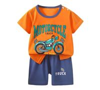 Conjunto de 2 piezas de camiseta y pantalones cortos de manga corta con estampado de animados para niños y niñas Trajes De Halloween De Diabla Mujer Trajes Impermeables compatible with Motociclistas