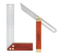 Conjunto de 2 piezas de escuadra carpintero, regla de ángulo fijo de 250 mm,Falsa Escuadra multifuncional ajustable de 200 mm, Hoja de regla de acero inoxidable, adecuado para carpintería y artesanos