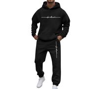 Conjunto de 2 piezas de ropa deportiva para hombre con capucha de la firma sudadera y pantalones chándal estilo streetwear manga larga de Plie Invierno Jogging Deportivo Set Impresión Lettering Color