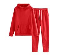 Conjunto de 2 piezas de sudadera con capucha de forro polar para niños y niñas, casual, ajuste holgado, manga larga y pantalones deportivos con cordón, conjunto de pijama, hot pink, 6-7 años