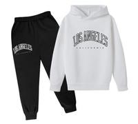 Conjunto de 2 piezas de sudadera con capucha y pantalones deportivos unisex con estampado niños y niñas Trajes Puerto Traje De Cumpleaños Niña 1 Año