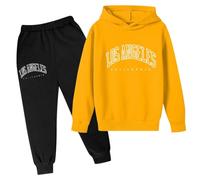 Conjunto de 2 piezas de sudadera con capucha y pantalones deportivos unisex con estampado niños y niñas Trajes Puerto Traje De Cumpleaños Niña 1 Año